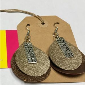 🎁Inspirational Quote Faux Leather Earrings